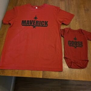 Maverick Goose Father Son Matching Shirt L and baby One Piece 12 Mths